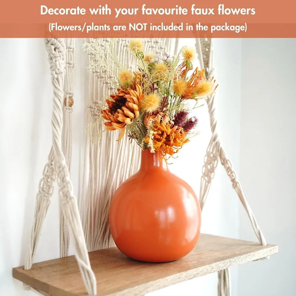 Behoma Metal Flower Vase Orange Flowers not Included