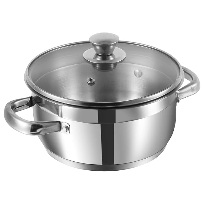 Vinod Two Tone Stainless Steel Sauce Pot/Saucepan with Glass Lid - 2.3 Litre, 18cm | 6.2mm Thick