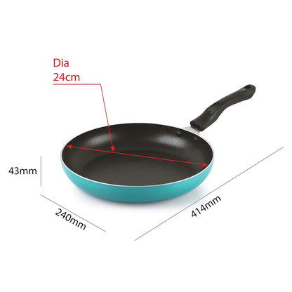 Cello Non Stick Fry Pan Induction Base with Detachable Handle, 24cm, Green | Cookware with Non Stick Coating