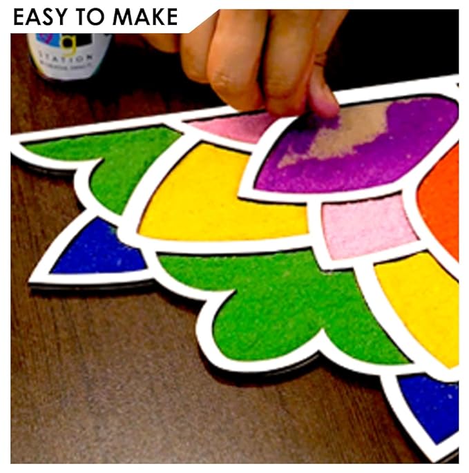 Solobolo Diy Rangoli Mats for Pooja Decoration | 4 Pieces Mdf Lotus Flower Rangoli Stencils for Door Entrance Home Decor