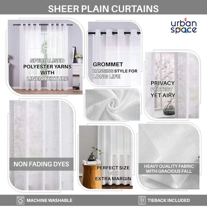 Urban Space Linen Textured Sheer Curtain for Door Room Darkening Curtain with Tieback and Eyelet Hanging Style Set of 2 Decorative Curtains Taupe