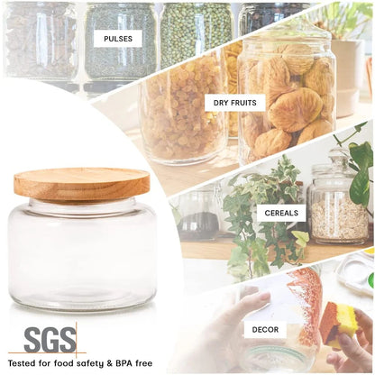 Anko 2L Borosilicate Glass Jar for Kitchen | Airtight | Rubberwood Lid | Set of 1