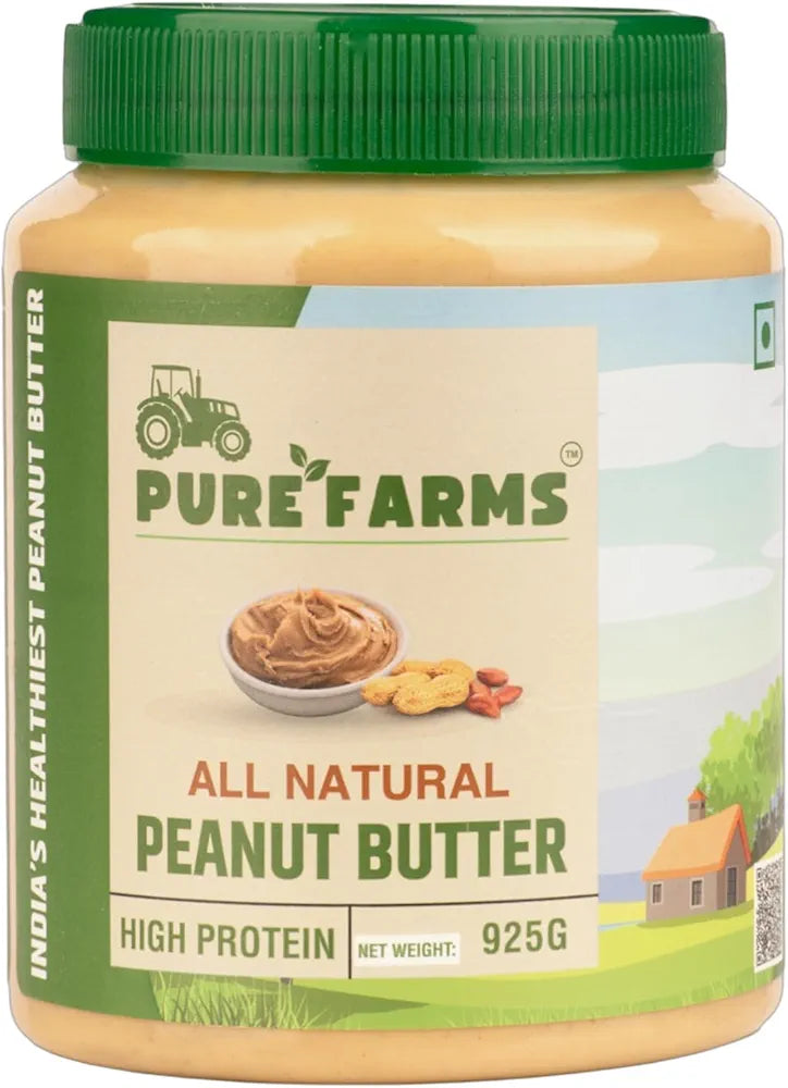 PURE FARMS All-Natural, Single-Ingredient Peanut Butter, 925gm Pack | Keto-Friendly, Crunchy Peanut Butter 100% Natural with unadulterated Peanut flavor