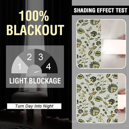 Cloth Fusion Blackout Printed Premium Door Curtains 7 Feet Long Set of 2 Green Flower
