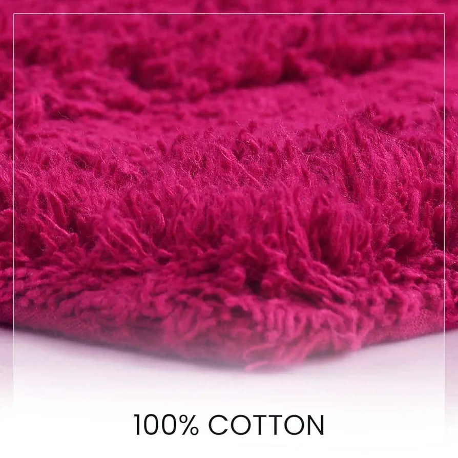 Sashaa World Solid Anti-skid Cotton Bathmat And Contour Set For Bathroom Colour Dark Pink