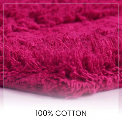 Sashaa World Solid Anti-skid Cotton Bathmat And Contour Set For Bathroom Colour Dark Pink