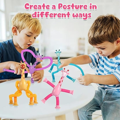 Wembley Set of Flexible Giraffes Telescopic Suction Toy for Kids