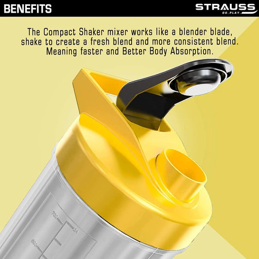 Strauss Energy Shaker Bottle | White Shade | Yellow