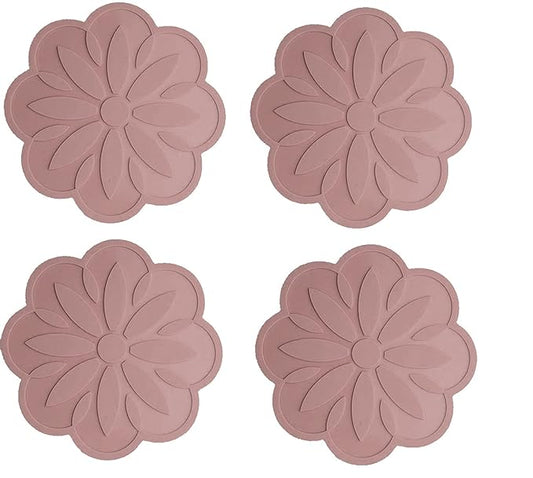 P-Plus International Set Silicone Pot Holders Mat Jar Rest Kitchen Non Slip Flexible Durable Brown (Pack of 4)