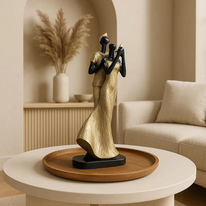 Xtore Lavish Golden Black Resin Couple with Bird for Home Decor