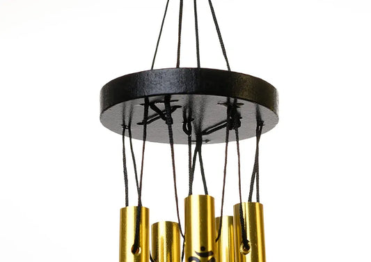 Tej Gifts Feng Shui Metal Wind Chime with Om Printed 5 Pipes Silver Medium