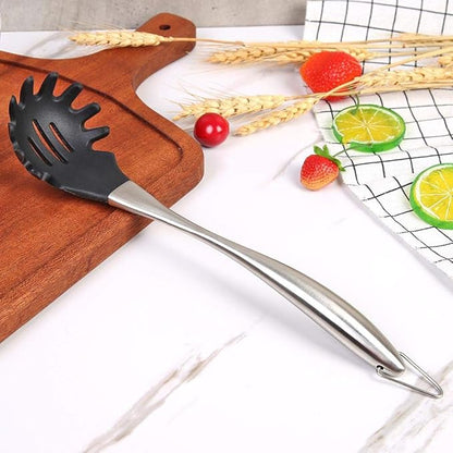 P-Plus International Silicone Spatula Versatile Tools Baking and Mixing Non-Stick Pasta Server Black