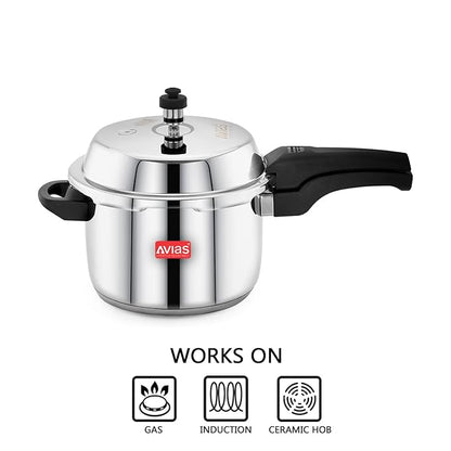 Avias Ceres Stainless Steel Outer Lid Pressure Cooker 1.2mm Thickness Cooker 5 Litres
