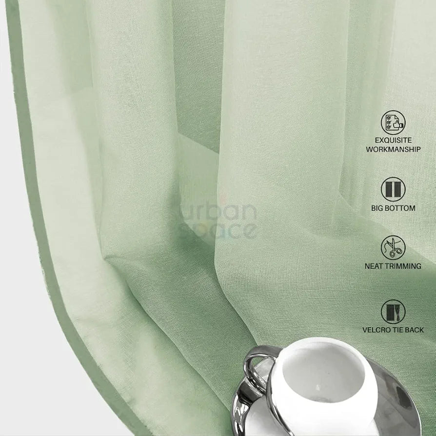 Urban Space Linen Textured Sheer Curtain for Door Room Darkening Curtain with Tieback Set of 2 Decorative Curtains Mint Green