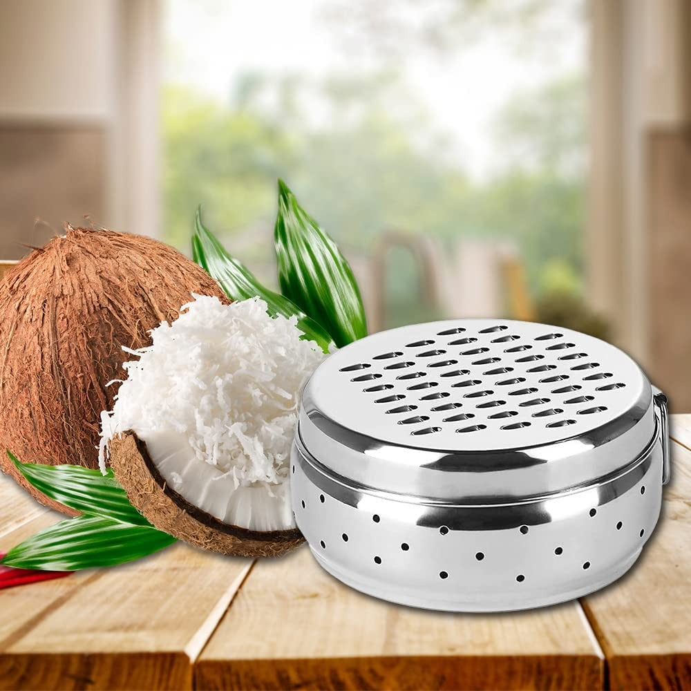 Kuber Industries Stainless Steel Grater with Storage Container Refrigerator Safe Cheese Carrot Coconut