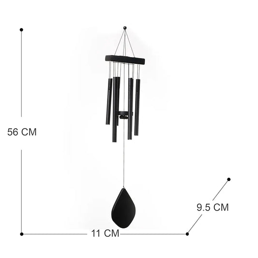 Tej Gifts Feng Shui Metal Wind Chime with 6 Black Pipes