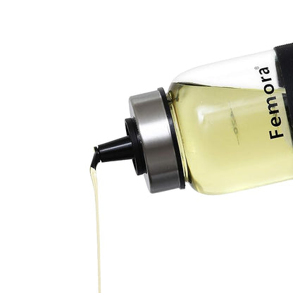 Femora Borosilicate Glass Leak Proof Oil Dispenser for Cooking With Stainless Steel Metallic Lid | 500 Ml
