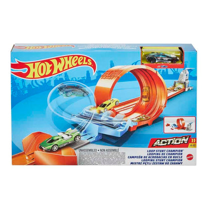 Hot Wheels Loop Stunt Champion Track Set with Dual Track Loop Dual Launch