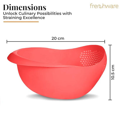 Frenchware 1 Unit Plastic Colander Bowl, Premium-grade Plastic, 100% Food Safe | Dishwasher Safe | Red Colour