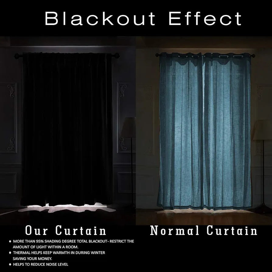 Cloth Fusion Blackout Door Curtains 9 Feet Long Set of 2 Mustard Colour