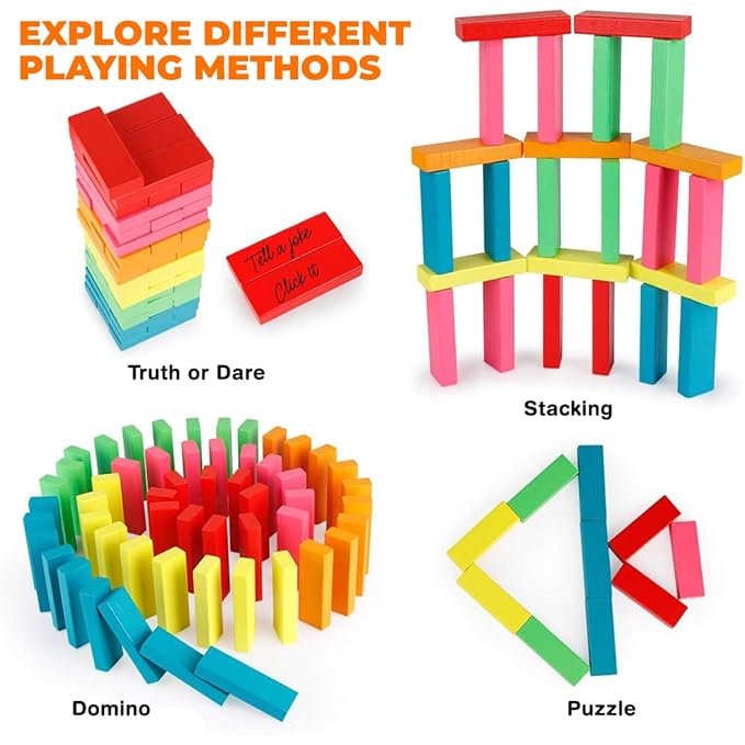 Wembley Wooden Blocks Stacking & Balancing Tower Games for Kids Adults 54 Pcs