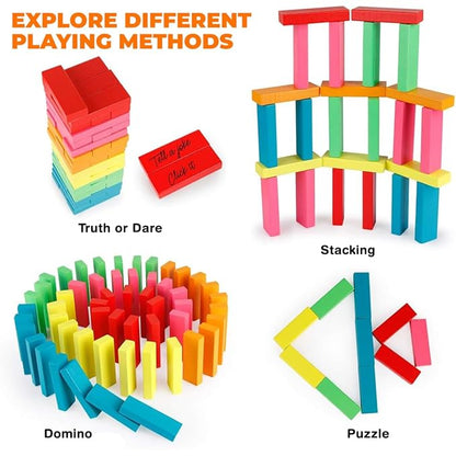 Wembley Wooden Blocks Stacking & Balancing Tower Games for Kids Adults 54 Pcs