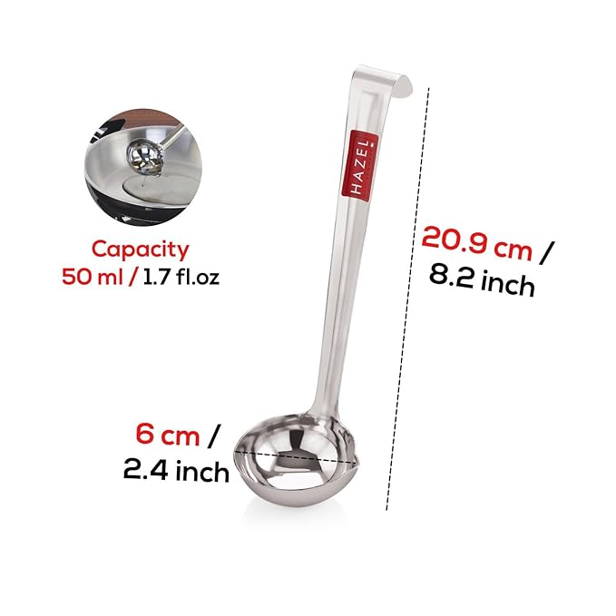 Hazel Stainless Steel Ghee Tipri Spoon Pali Ladle for Ghee Oil medium and large