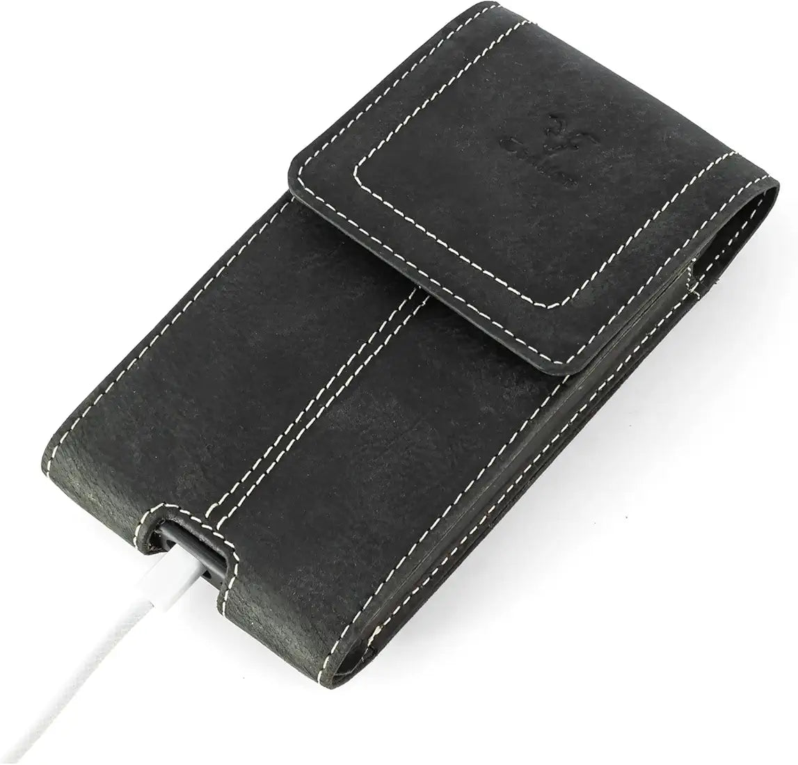 Goatter Unisex Leather Material All 6.5" Inch Pouch For Backcase For iPhone 14 Mobile Black Color