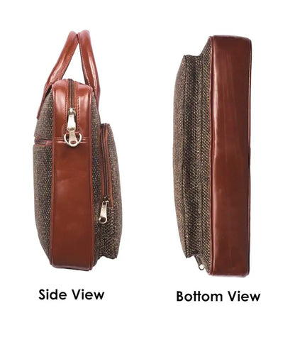 Zouk Laptop Bag for Women Ideal Jute & Vegan Leather Office Bags for Ladies