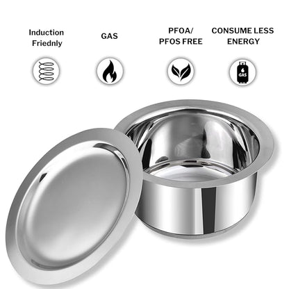 Vinod Stainless Steel 3 pc Tope Set with Capacity of 1.4 litres, 1.8 litres & 2.2 litres with Stainless Steel Lids
