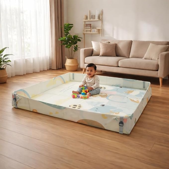 Tarkan Foldable Baby Play Mat with Raised Borders