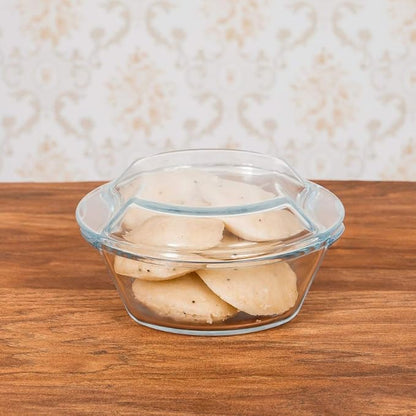 Femora Borosilicate Serving Bowl | Glass Casserole Set, Glass Bowl With Lid, Microwave Safe Bowl Set | Pack of 1 | 1500 Ml