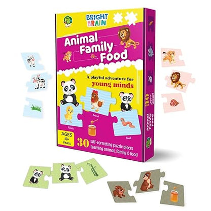 The Book Tree Animals Family Food Puzzle - 20+ Piece Jigsaw Puzzle for Preschoolers Educational Toy