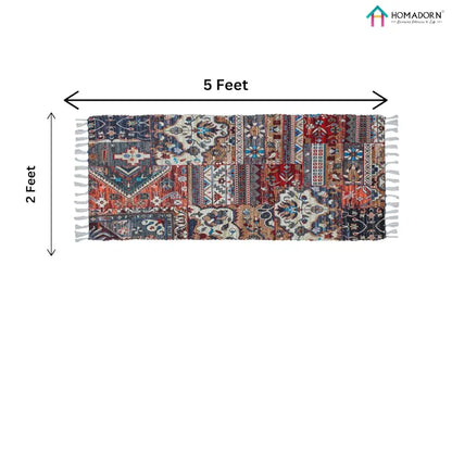 Homadorn Handmade Printed Modern Dhurrie/Rugs/Carpet Colour Multicolor