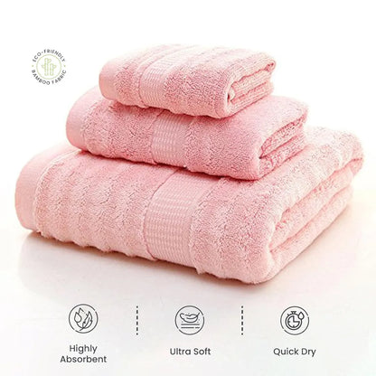 Mush Bamboo Luxurious 3 Piece Towels Set Ultra Soft Absorbent and Antimicrobial Perfect as a Valentine Gift