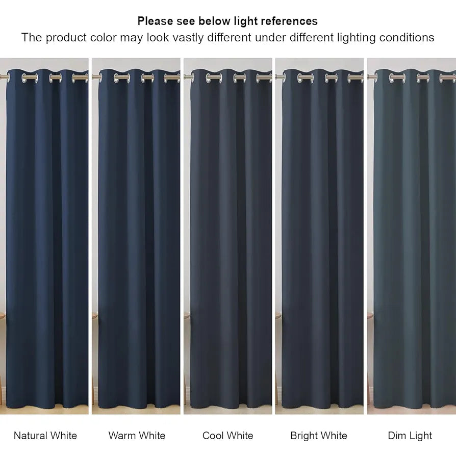 Cloth Fusion Blackout Door Curtains 9 Feet Long Set of 2 Room Darkening Parda Indigo Blue