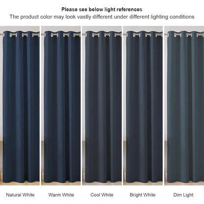 Cloth Fusion Blackout Door Curtains 9 Feet Long Set of 2 Room Darkening Parda Indigo Blue