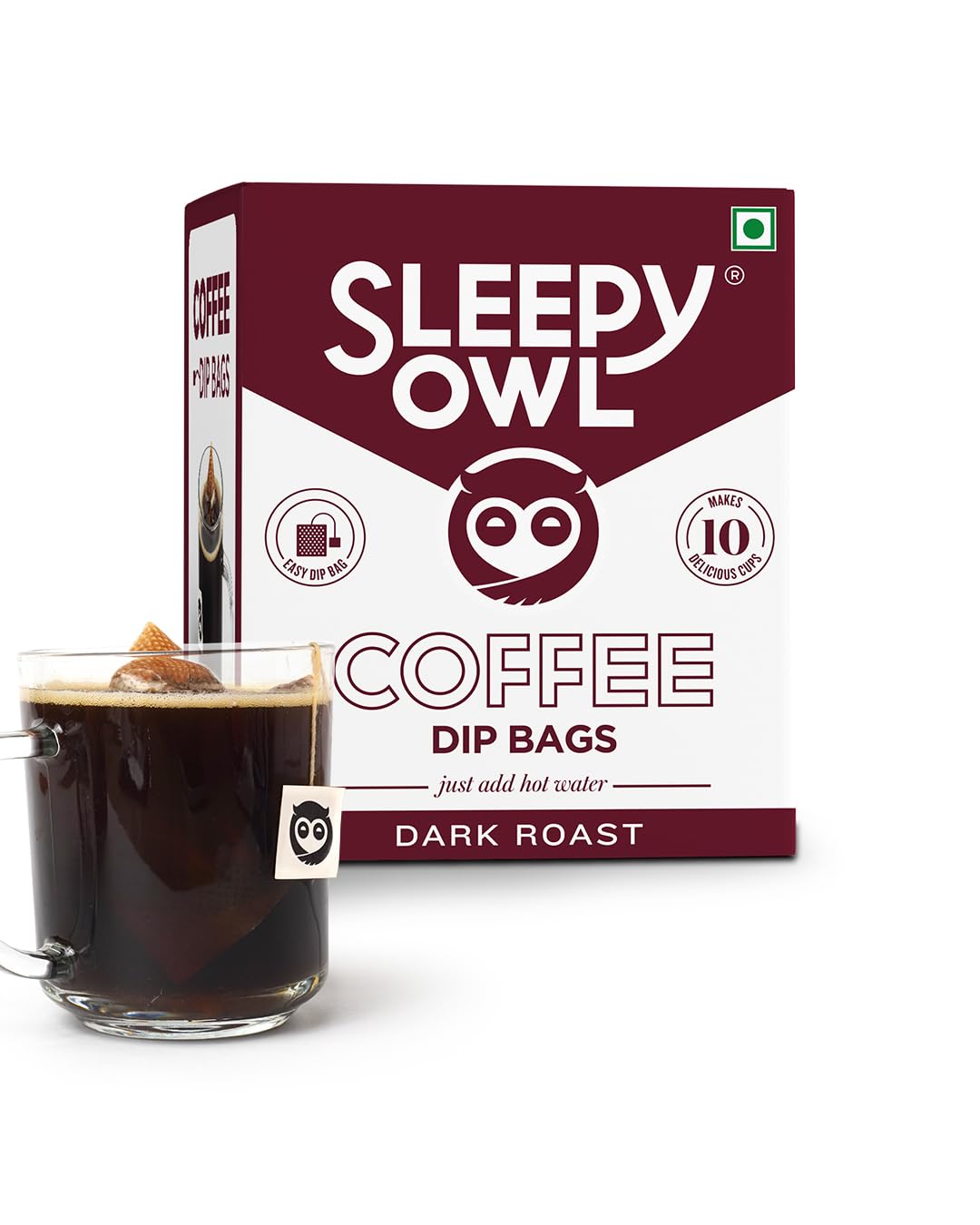 Sleepy Owl Dark Roast Ground Coffee Dip Bags - 100 gms