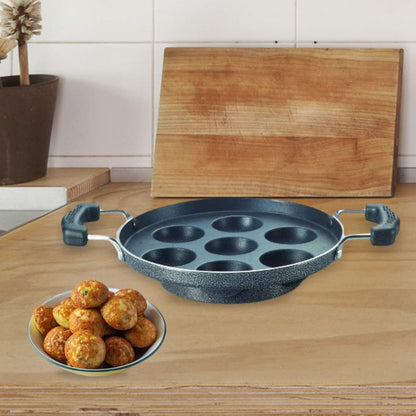 Prestige Aluminium Omega Select Plus Non Stick Paniyarakkal with Lid (24 cm, Black)
