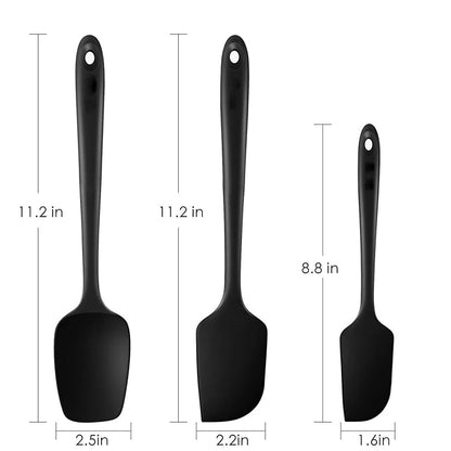 P-Plus International 3 PCS Silicone Kitchen Cooking Utensils Set Plus Spatula3a Black