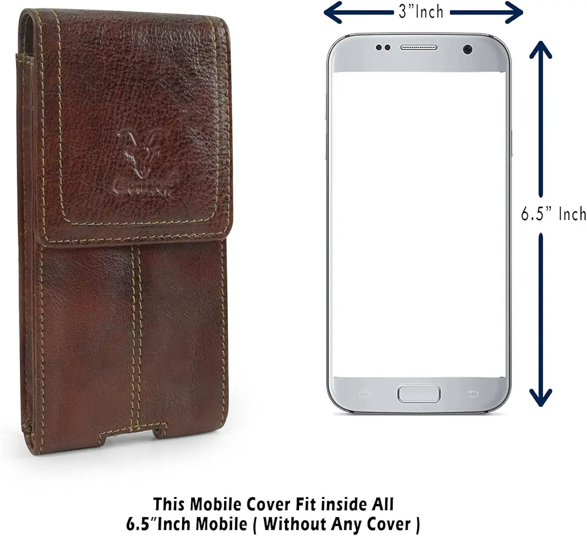Goatter Unisex Leather All 6.5" Inch Backcase For Mobile Pouch For Backcase For Mobile, iPhone 14 Cherry Brown, Back Cover Case