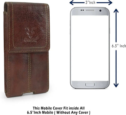 Goatter Unisex Leather All 6.5" Inch Backcase For Mobile Pouch For Backcase For Mobile, iPhone 14 Cherry Brown, Back Cover Case