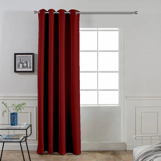 Divine Casa Super Satin Semi Blackout Door Curtain 7 Feet Colour Cherry Red Light-Blocking Polyester Panel with Metal Eyelets for Darker Rooms (Pack of 1)