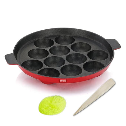 Avias Indiana Paniyaram 24cm Nonstick Aluminium Appe Pan With 12 Cups Gas Stove Friendly
