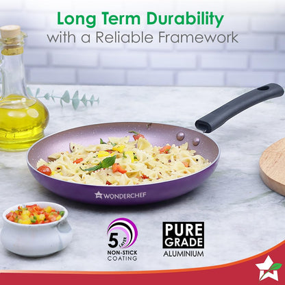 Wonderchef Valencia Non-stick Fry Pan| Cool Touch Bakelite Handle| Pure Grade Aluminium|1.5 Litres Capacity| Size 24 Cm
