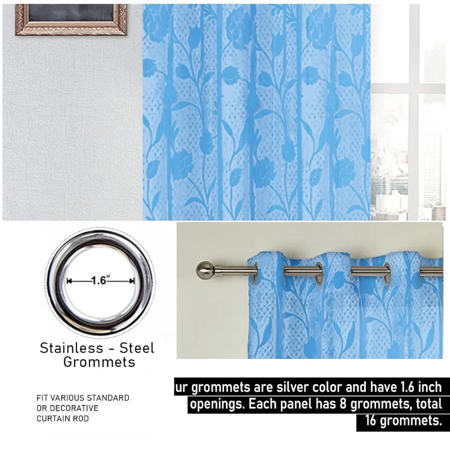Cloth Fusion Sheer Curtain Door 7 Feet Rose-Aqua
