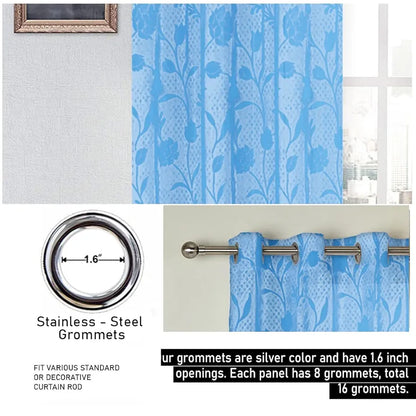 Cloth Fusion Sheer Curtain Door 7 Feet Rose-Aqua