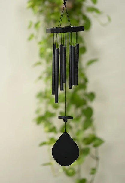 Tej Gifts - Feng Shui Metal Wind Chime 7 Pipes Black Rods