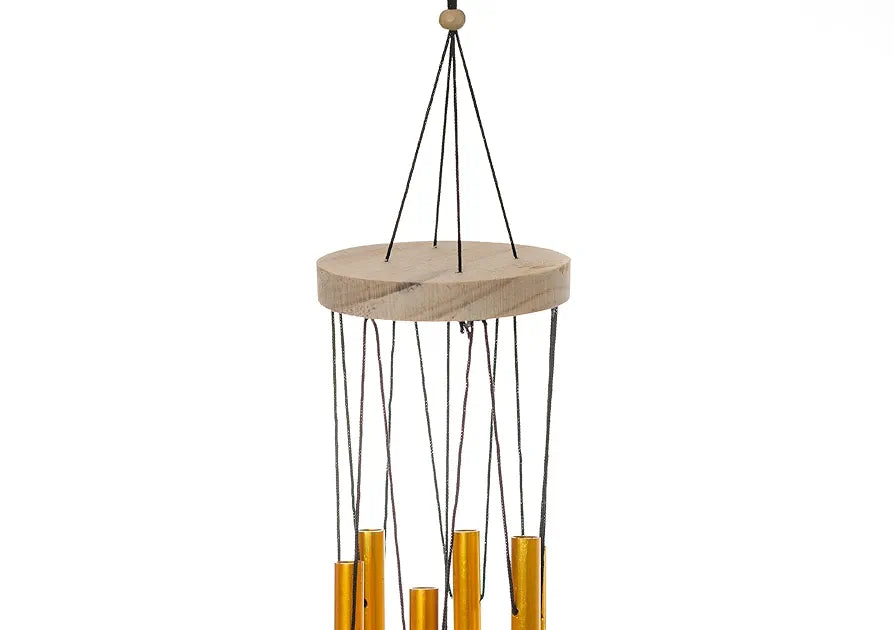Tej Gifts Feng Shui Metal Wind Chime with 6 Golden Pipes