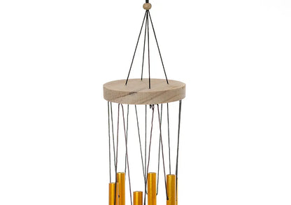 Tej Gifts Feng Shui Metal Wind Chime with 6 Golden Pipes